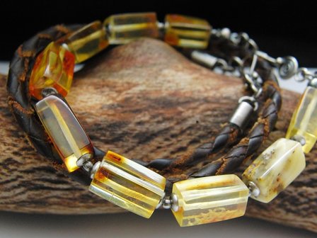 Zilveren Armband met Barnsteen &quot;Barnsteen Kubussen&quot;