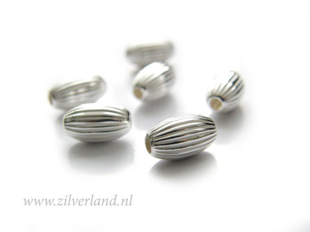 10 Stuks 10mm Sterling Zilveren Kralen- Ovaal Geribbeld