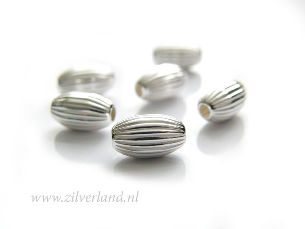 10 Stuks 10mm Sterling Zilveren Kralen- Ovaal Geribbeld